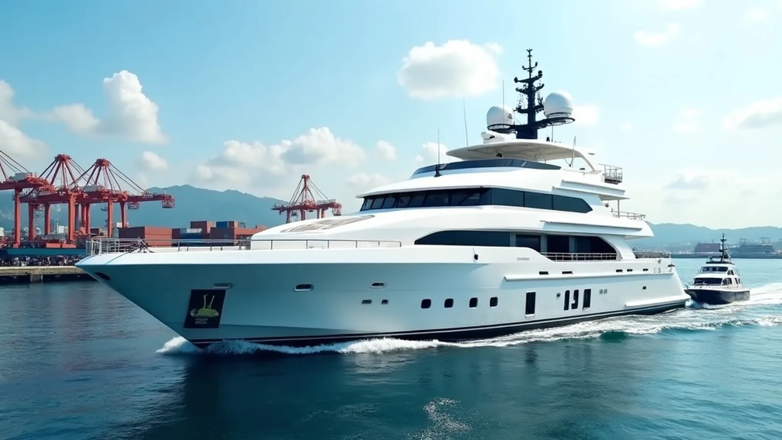 A superyacht lying at an Indonesian commercial port
