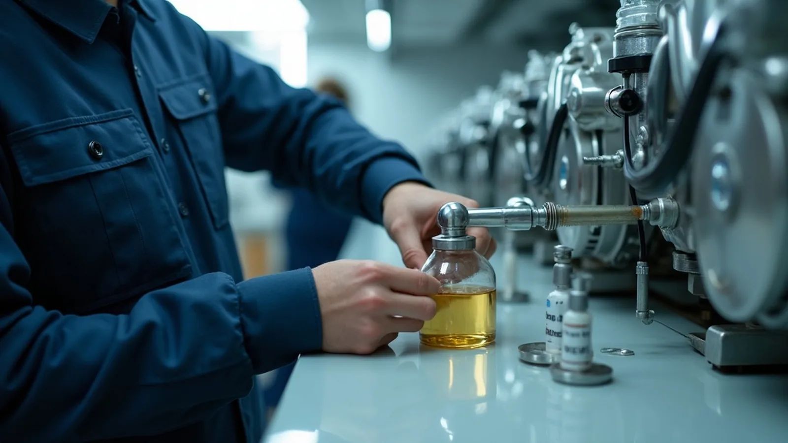 An engine oil sample taken during a pre-purchase inspection